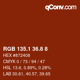 Color code: RGB 135.1 36.8 8 | qconv.com