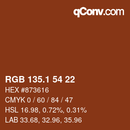 カラーコード: RGB 135.1 54 22 | qconv.com