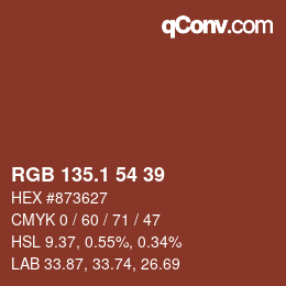 カラーコード: RGB 135.1 54 39 | qconv.com
