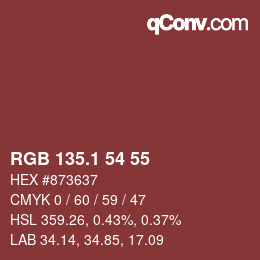 カラーコード: RGB 135.1 54 55 | qconv.com