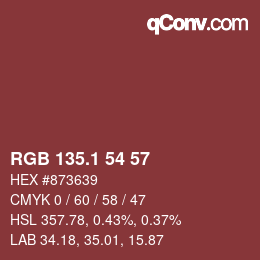 カラーコード: RGB 135.1 54 57 | qconv.com