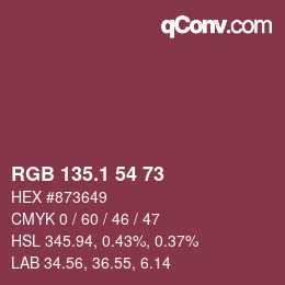 カラーコード: RGB 135.1 54 73 | qconv.com