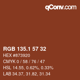 カラーコード: RGB 135.1 57 32 | qconv.com