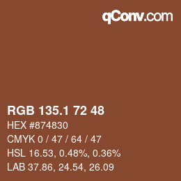 カラーコード: RGB 135.1 72 48 | qconv.com