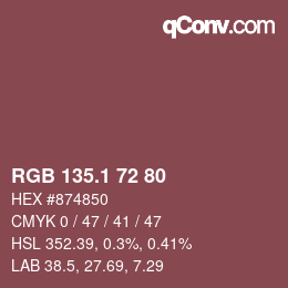 カラーコード: RGB 135.1 72 80 | qconv.com