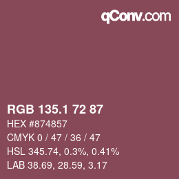 カラーコード: RGB 135.1 72 87 | qconv.com