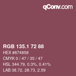 カラーコード: RGB 135.1 72 88 | qconv.com