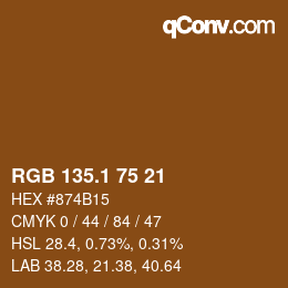 カラーコード: RGB 135.1 75 21 | qconv.com