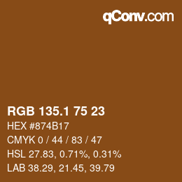 カラーコード: RGB 135.1 75 23 | qconv.com