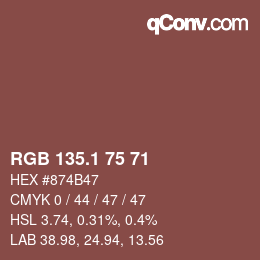カラーコード: RGB 135.1 75 71 | qconv.com