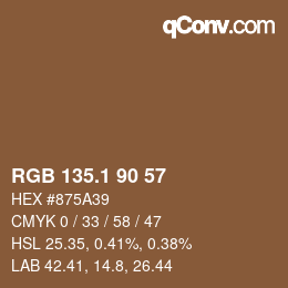 カラーコード: RGB 135.1 90 57 | qconv.com