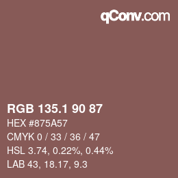 カラーコード: RGB 135.1 90 87 | qconv.com