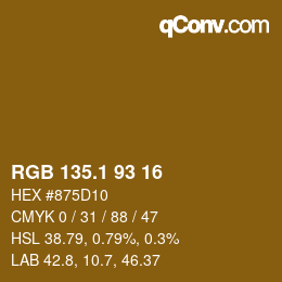 カラーコード: RGB 135.1 93 16 | qconv.com