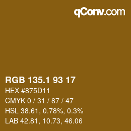 カラーコード: RGB 135.1 93 17 | qconv.com