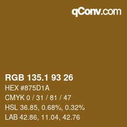 カラーコード: RGB 135.1 93 26 | qconv.com