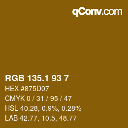 カラーコード: RGB 135.1 93 7 | qconv.com