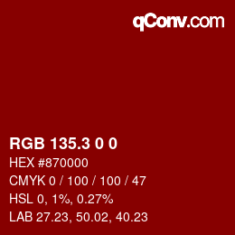 カラーコード: RGB 135.3 0 0 | qconv.com