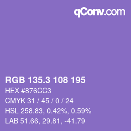 カラーコード: RGB 135.3 108 195 | qconv.com