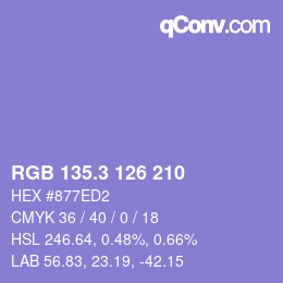 カラーコード: RGB 135.3 126 210 | qconv.com