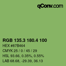 カラーコード: RGB 135.3 180.4 100 | qconv.com