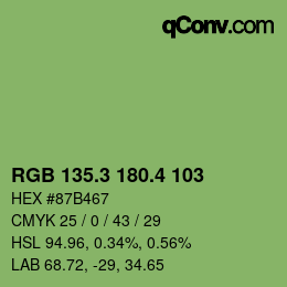 カラーコード: RGB 135.3 180.4 103 | qconv.com