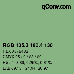 カラーコード: RGB 135.3 180.4 130 | qconv.com