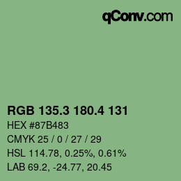 カラーコード: RGB 135.3 180.4 131 | qconv.com