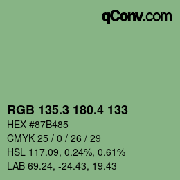 カラーコード: RGB 135.3 180.4 133 | qconv.com