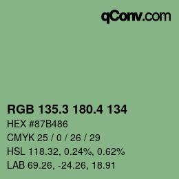 カラーコード: RGB 135.3 180.4 134 | qconv.com