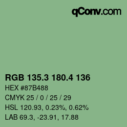 カラーコード: RGB 135.3 180.4 136 | qconv.com