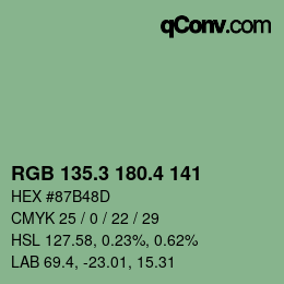 カラーコード: RGB 135.3 180.4 141 | qconv.com