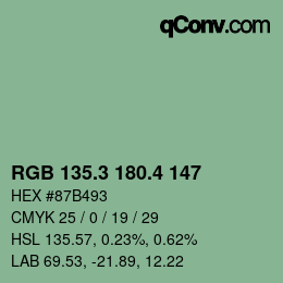 カラーコード: RGB 135.3 180.4 147 | qconv.com