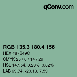 カラーコード: RGB 135.3 180.4 156 | qconv.com
