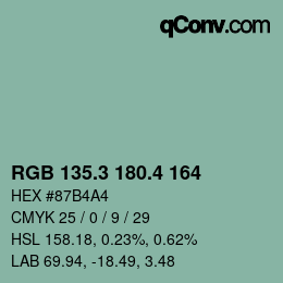 カラーコード: RGB 135.3 180.4 164 | qconv.com