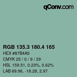 カラーコード: RGB 135.3 180.4 165 | qconv.com