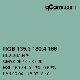 カラーコード: RGB 135.3 180.4 166 | qconv.com