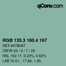 カラーコード: RGB 135.3 180.4 167 | qconv.com