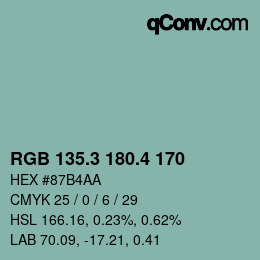 カラーコード: RGB 135.3 180.4 170 | qconv.com