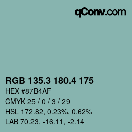 カラーコード: RGB 135.3 180.4 175 | qconv.com