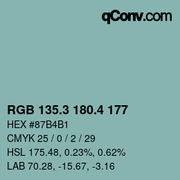 カラーコード: RGB 135.3 180.4 177 | qconv.com