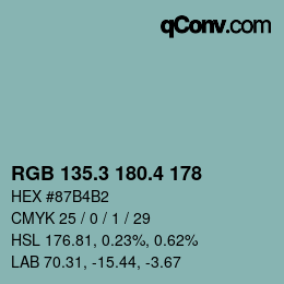 カラーコード: RGB 135.3 180.4 178 | qconv.com