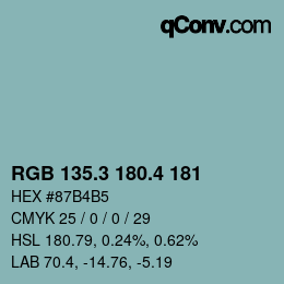 カラーコード: RGB 135.3 180.4 181 | qconv.com