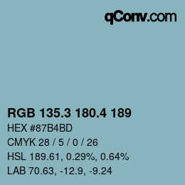カラーコード: RGB 135.3 180.4 189 | qconv.com