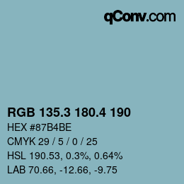 カラーコード: RGB 135.3 180.4 190 | qconv.com