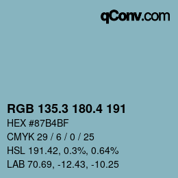 カラーコード: RGB 135.3 180.4 191 | qconv.com
