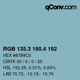カラーコード: RGB 135.3 180.4 192 | qconv.com
