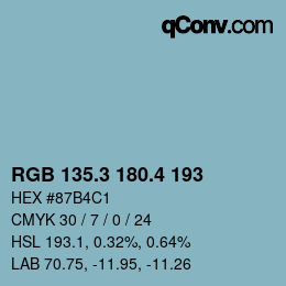 カラーコード: RGB 135.3 180.4 193 | qconv.com