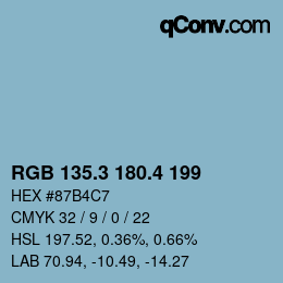 カラーコード: RGB 135.3 180.4 199 | qconv.com