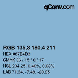 カラーコード: RGB 135.3 180.4 211 | qconv.com