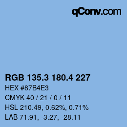カラーコード: RGB 135.3 180.4 227 | qconv.com